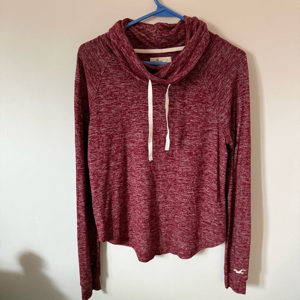 HOLLISTER Cowl Neck Shirt Lightweight Size Small Red